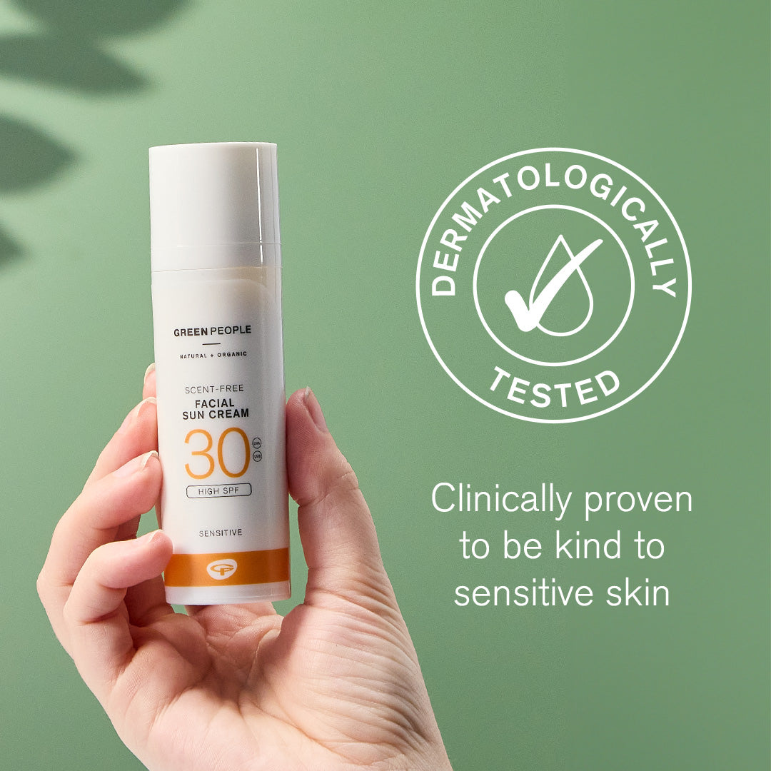 Scent Free Facial Sun Cream SPF30 50ml | Natural & Organic – Green