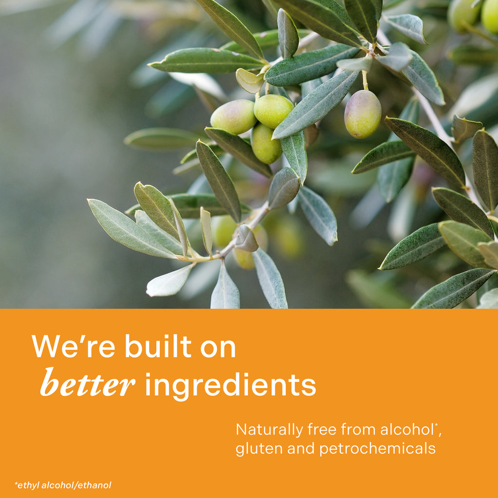 Green olives on a leafy branch representing the natural ingredients in Age Defy+ Hydra-Glow Night Cream.