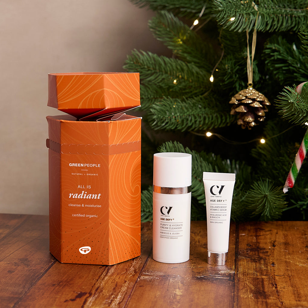 Age Defy+ All is Radiant Christmas beauty gift with Christmas tree and pine cones